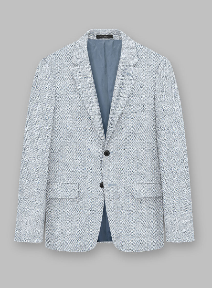 Solbiati Light Blue Herringbone Linen Suit - Image 3