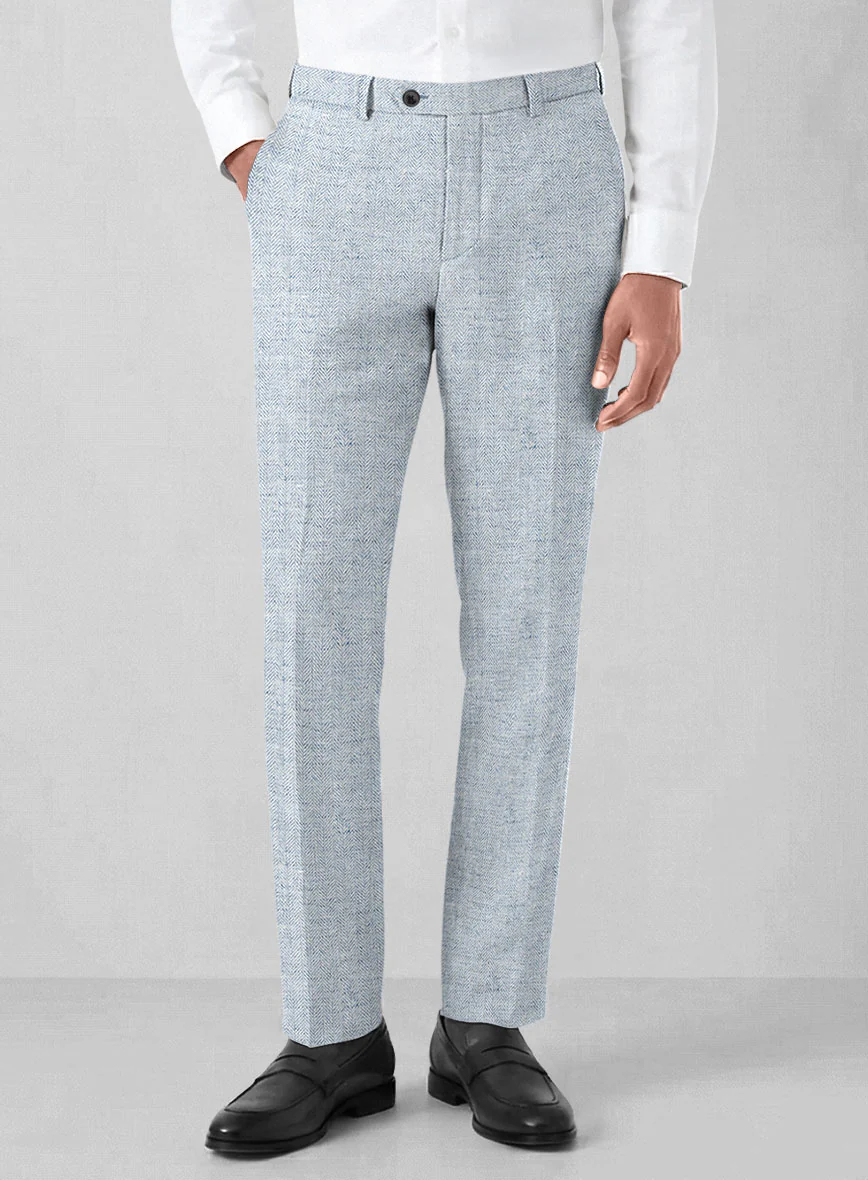 Solbiati Light Blue Herringbone Linen Suit - Image 6