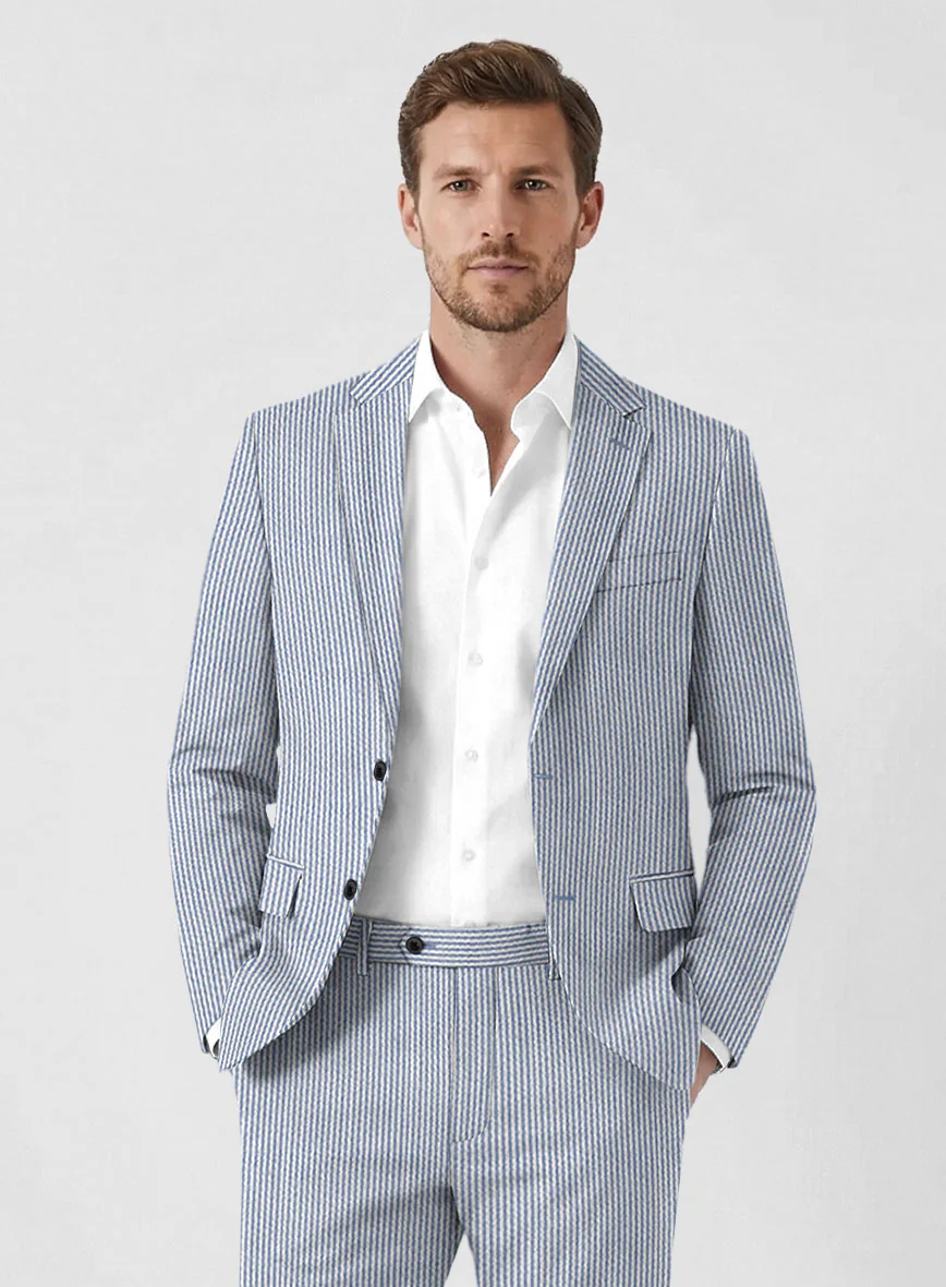 Solbiati Light Blue Seersucker Jacket - Image 2