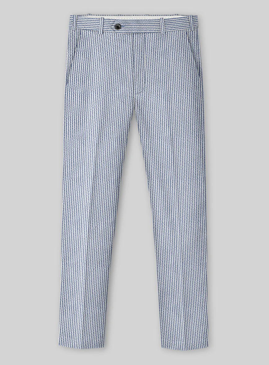 Solbiati Light Blue Seersucker Pants - Image 2