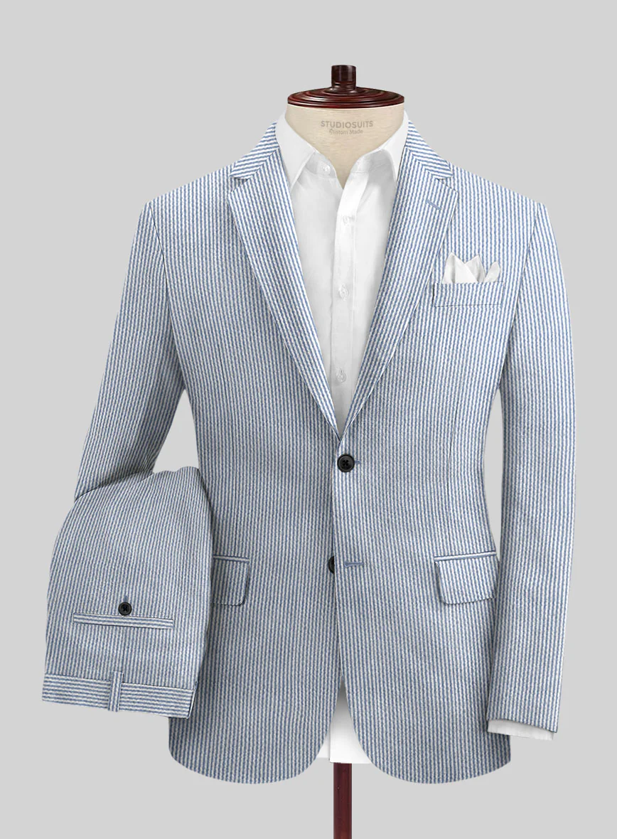 Solbiati Light Blue Seersucker Suit - Image 2