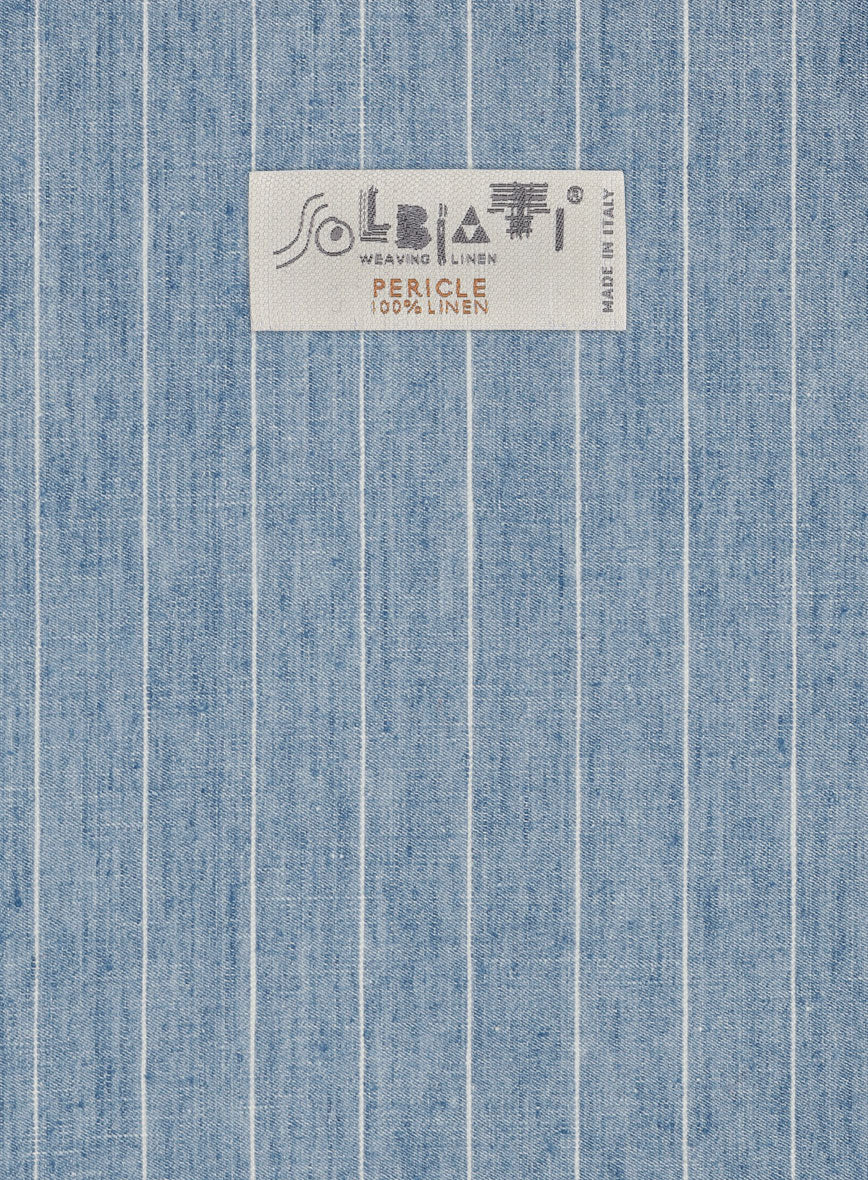 Solbiati Light Blue Stripe Linen Pants - Image 4