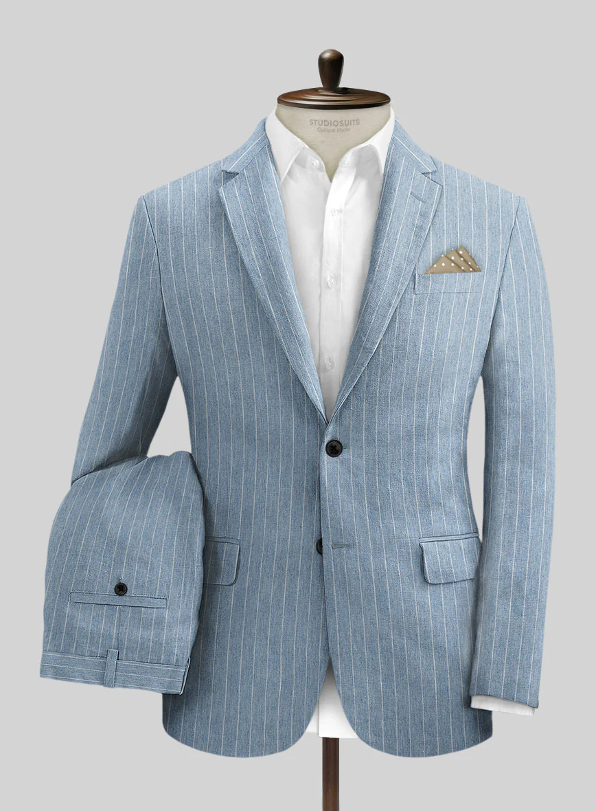 Solbiati Light Blue Stripe Linen Suit - Image 2