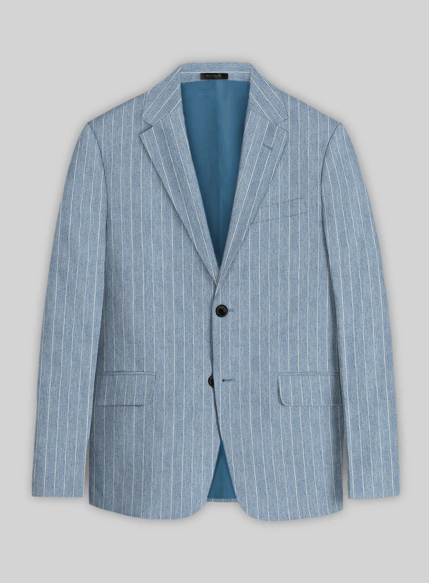 Solbiati Light Blue Stripe Linen Suit - Image 4