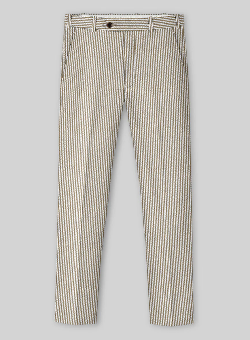 Solbiati Light Brown Seersucker Pants - Image 2