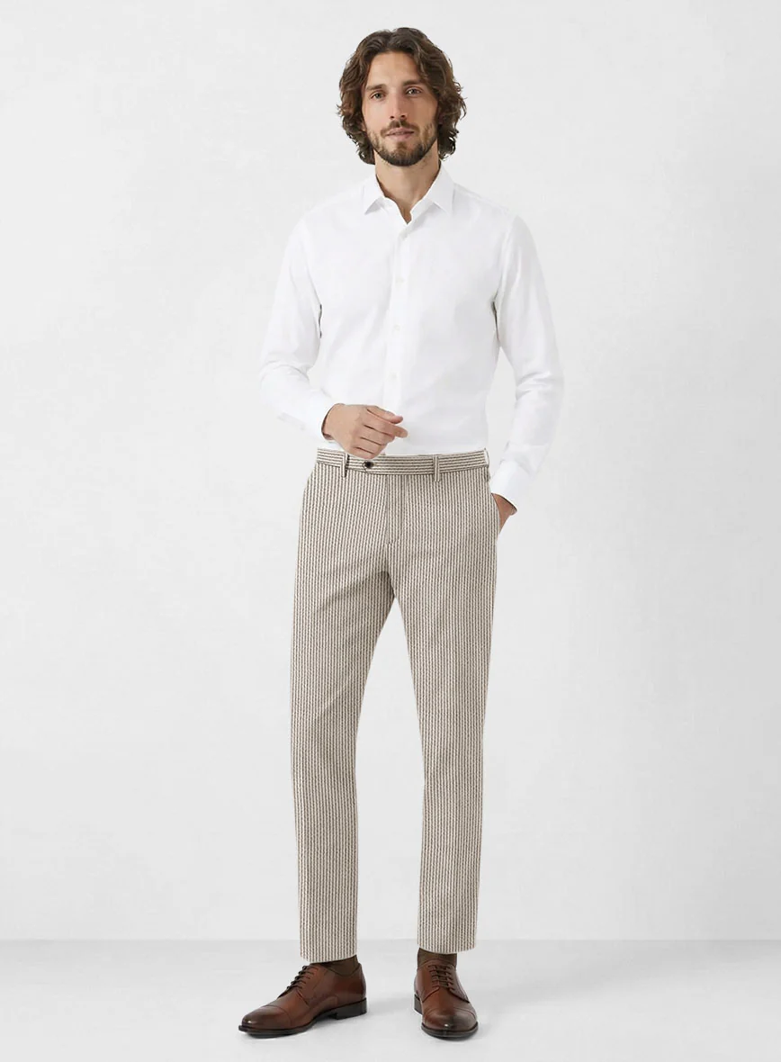 Solbiati Light Brown Seersucker Pants - Image 3