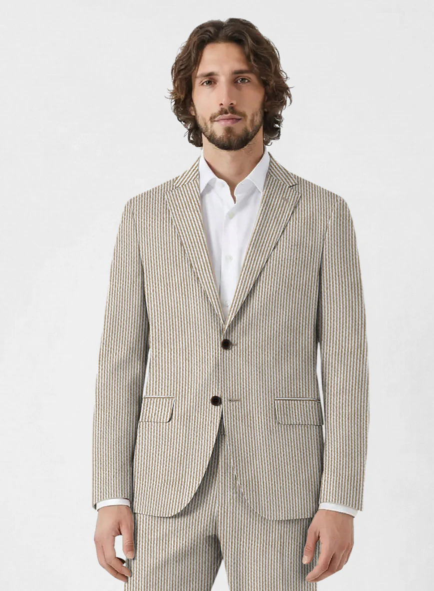 Solbiati Light Brown Seersucker Suit - Image 3