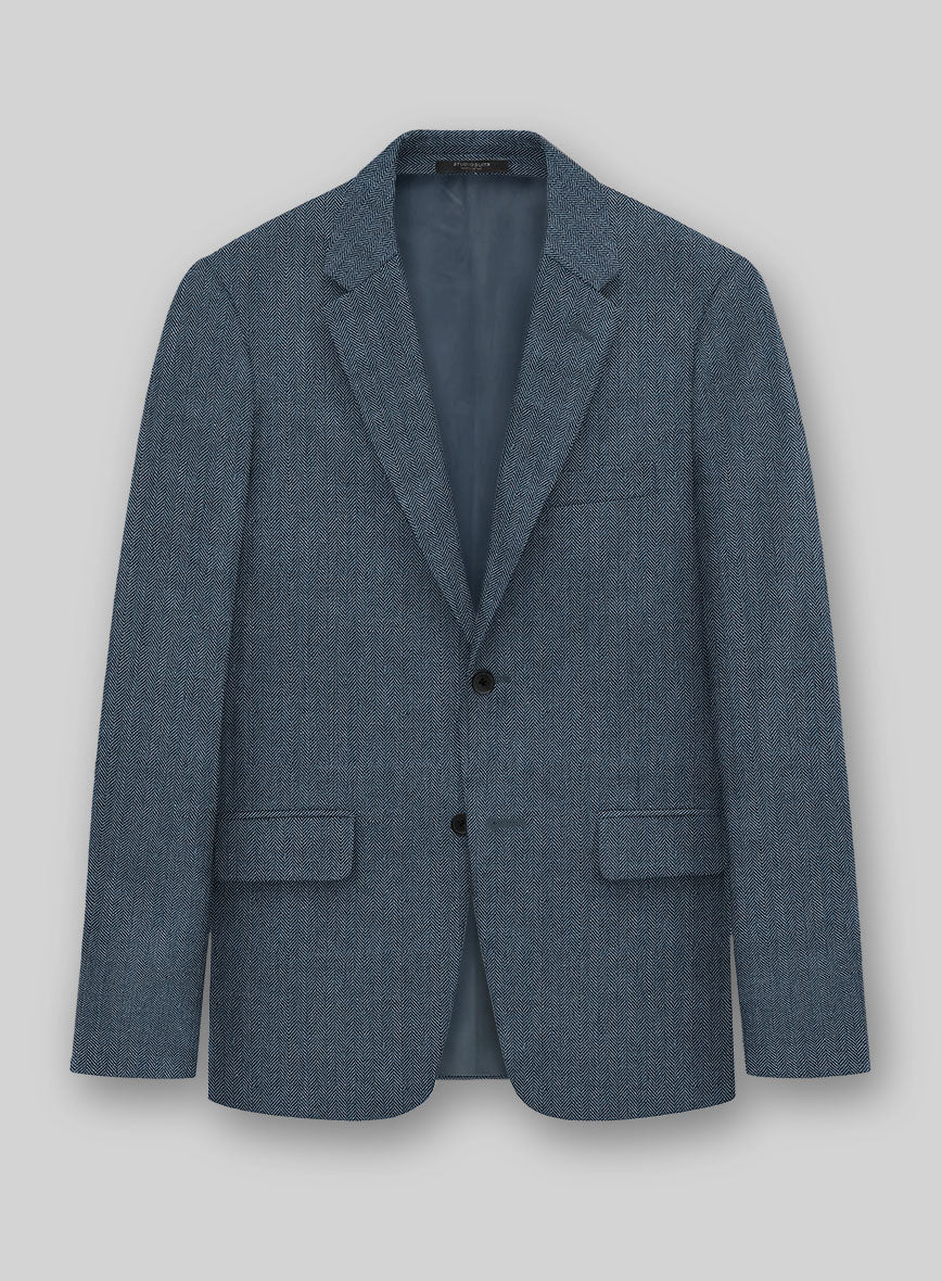 Solbiati Mid Blue Herringbone Linen Suit - Image 4