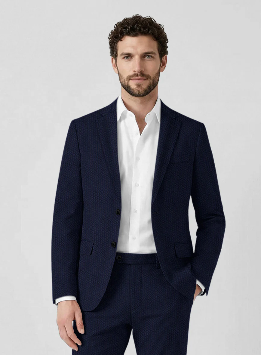 Solbiati Navy Blue Seersucker Jacket - Image 2