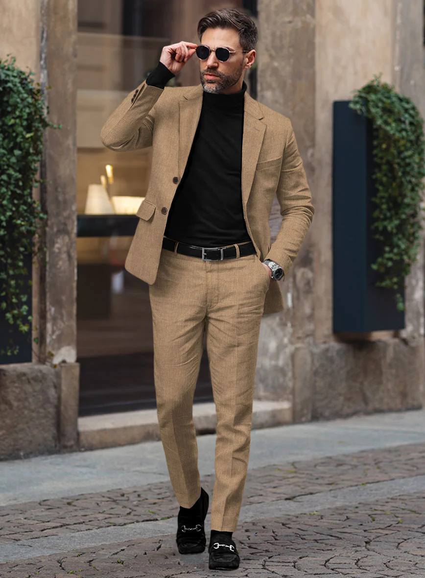 Solbiati Pericle Camel Brown Linen Suit - Image 2