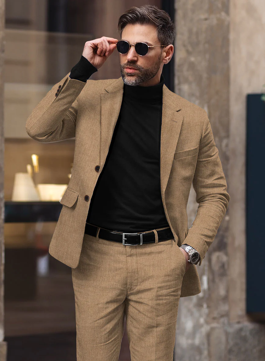 Solbiati Pericle Camel Brown Linen Suit - Image 4