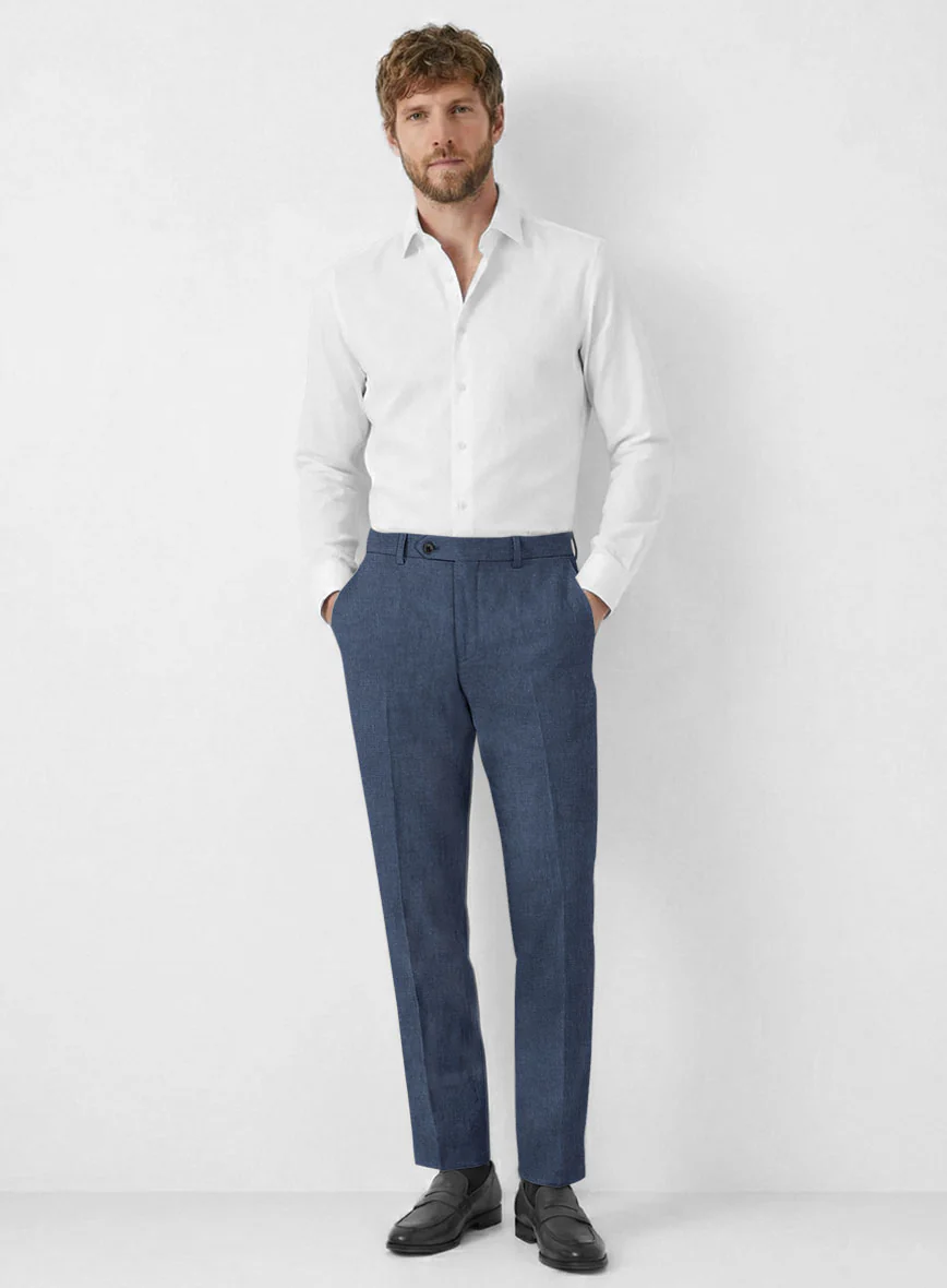 Solbiati Pericle Denim Blue Linen Pants - Image 3