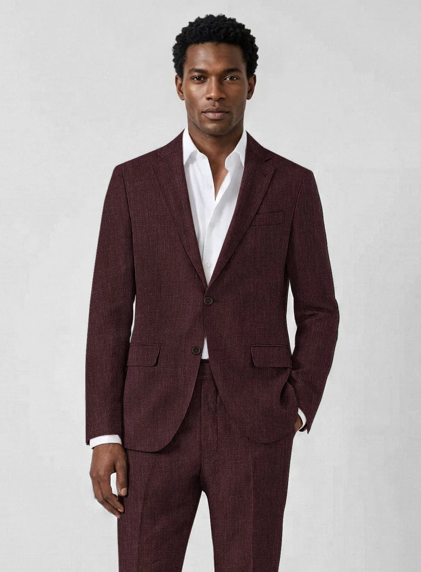 Solbiati Pericle Wine Linen Suit - Image 3