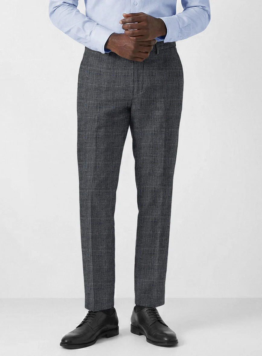 Solbiati Slate Blue Glen Linen Pants - Image 2