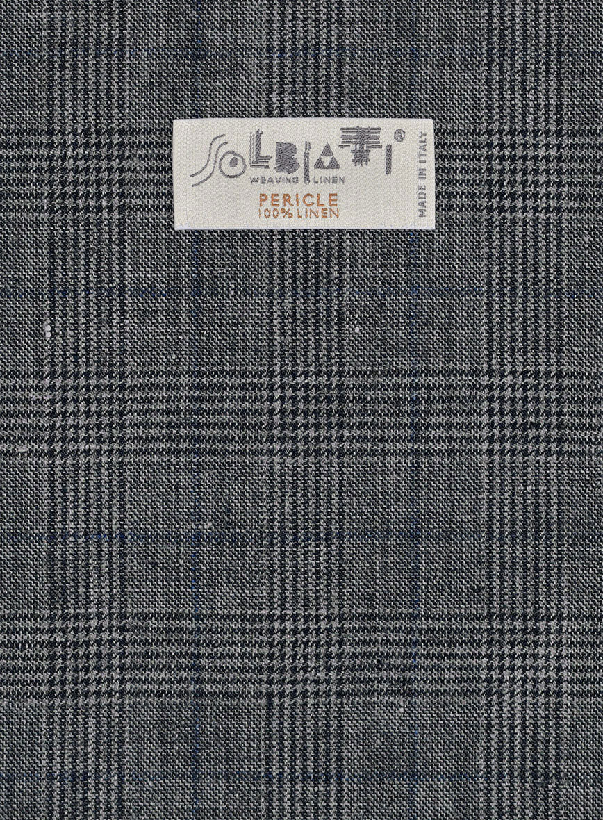 Solbiati Slate Blue Glen Linen Pants - Image 4