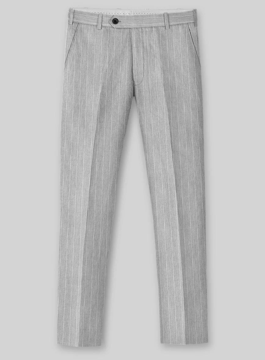Solbiati Stone Gray Stripe Linen Pants - Image 2