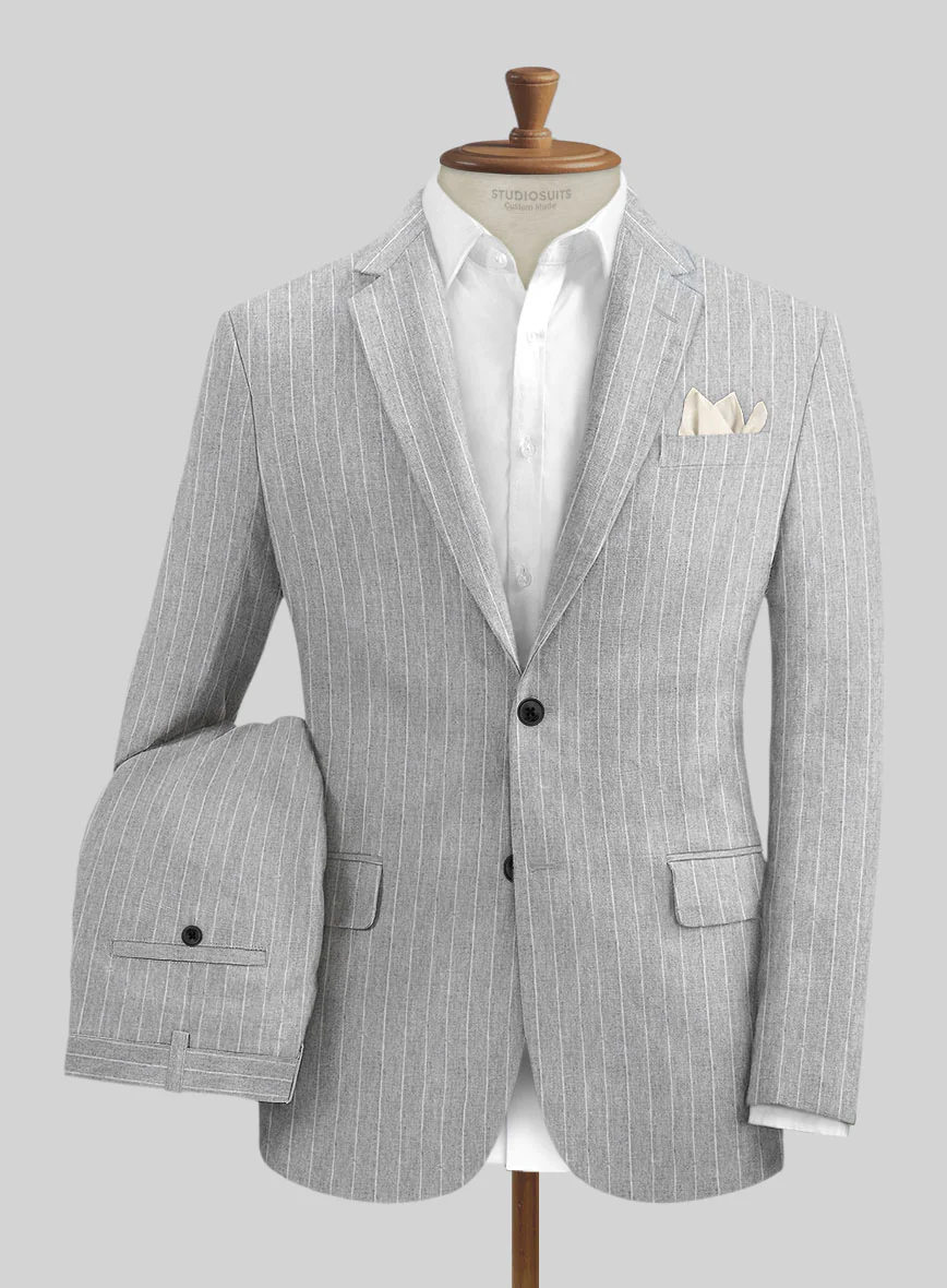 Solbiati Stone Gray Stripe Linen Suit - Image 2