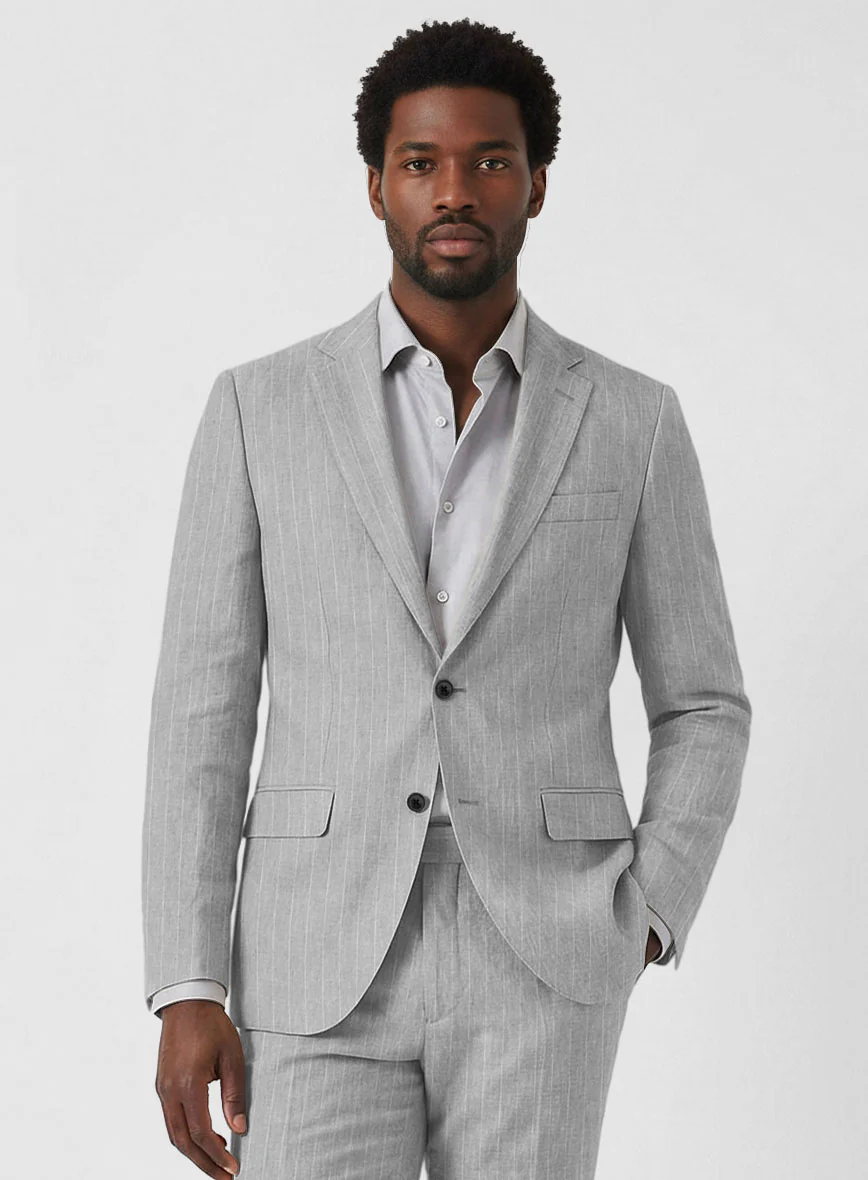 Solbiati Stone Gray Stripe Linen Suit - Image 3