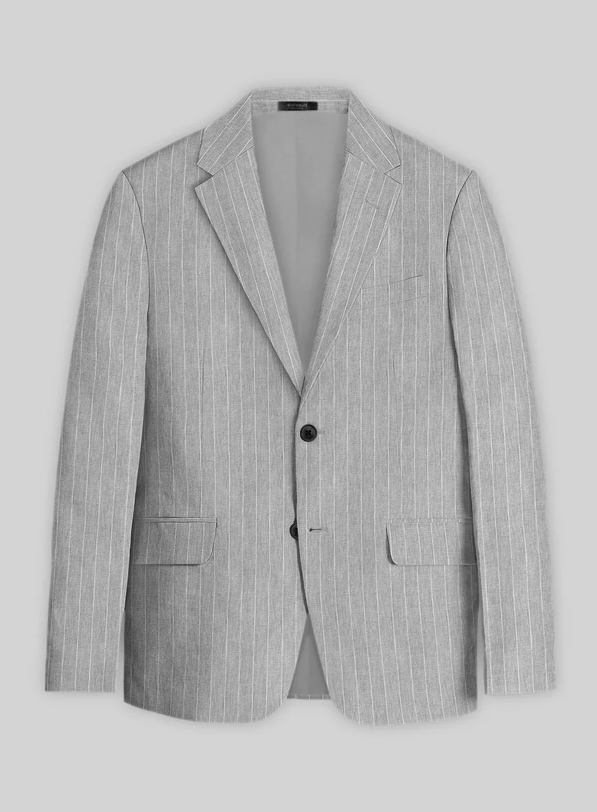 Solbiati Stone Gray Stripe Linen Suit - Image 4
