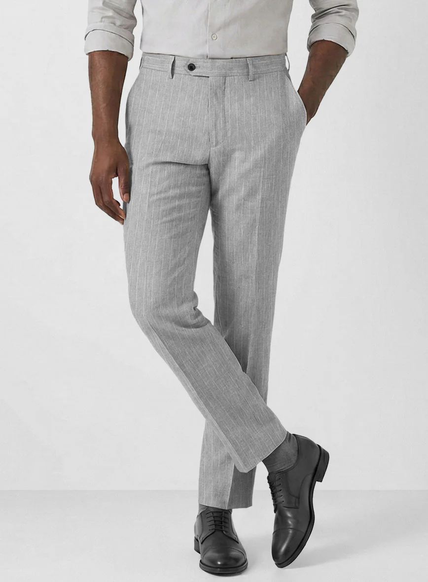 Solbiati Stone Gray Stripe Linen Suit - Image 6