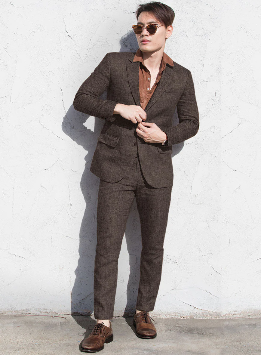 Solbiati Twill Brown Linen Suit - Image 2