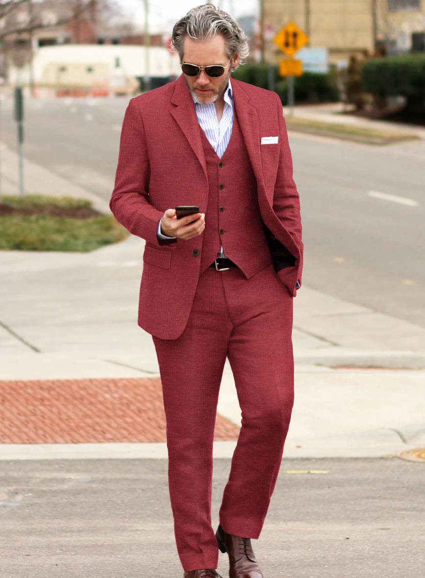 Solbiati Twill Red Linen Suit - Image 2