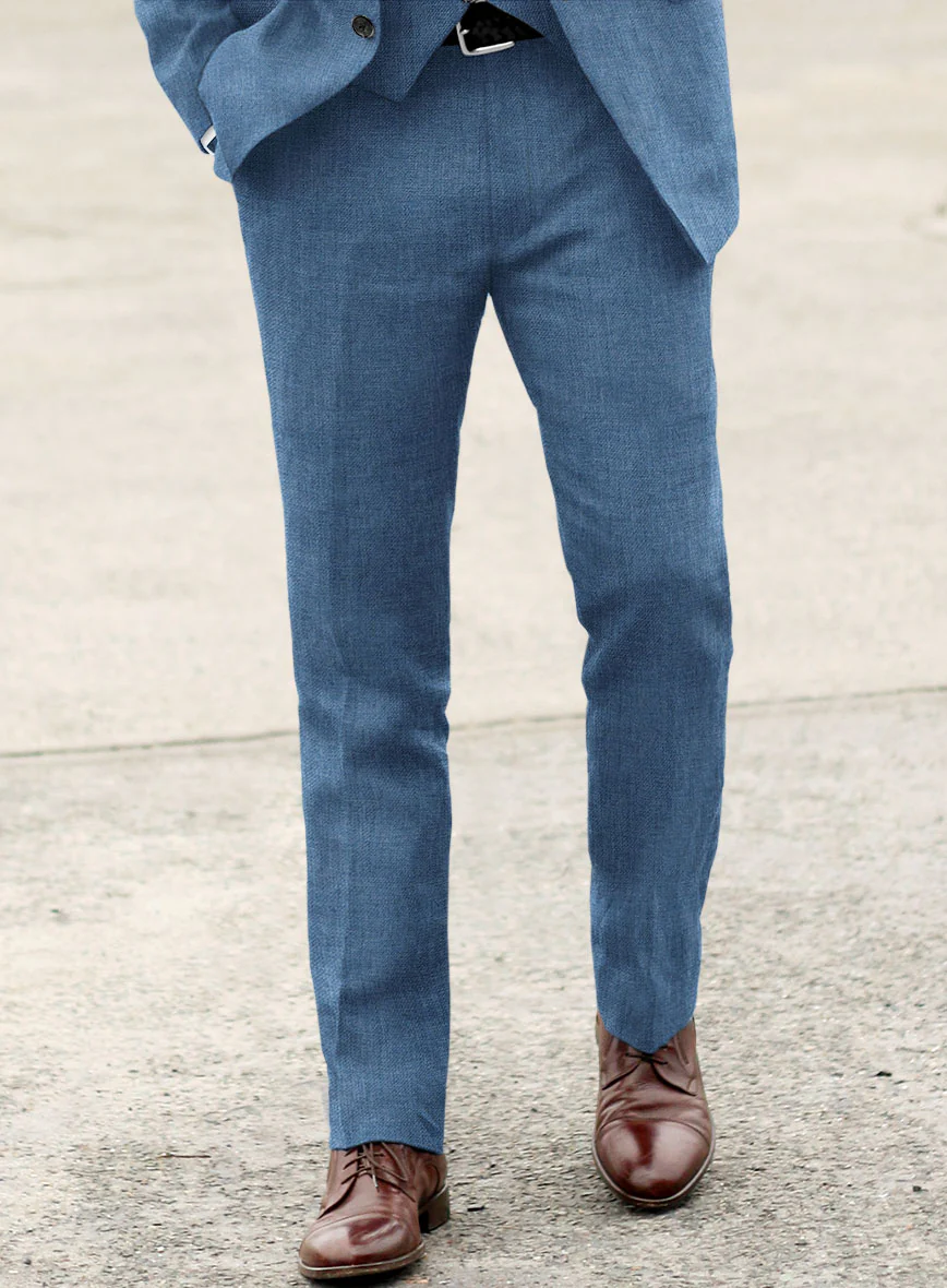 Solbiati Twill Stone Blue Linen Pants - Image 2