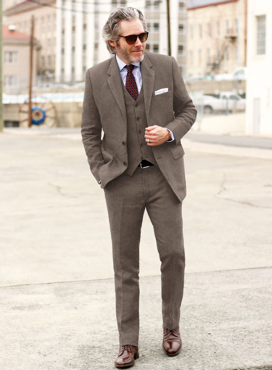 Solbiati Twill Stone Brown Linen Suit - Image 2