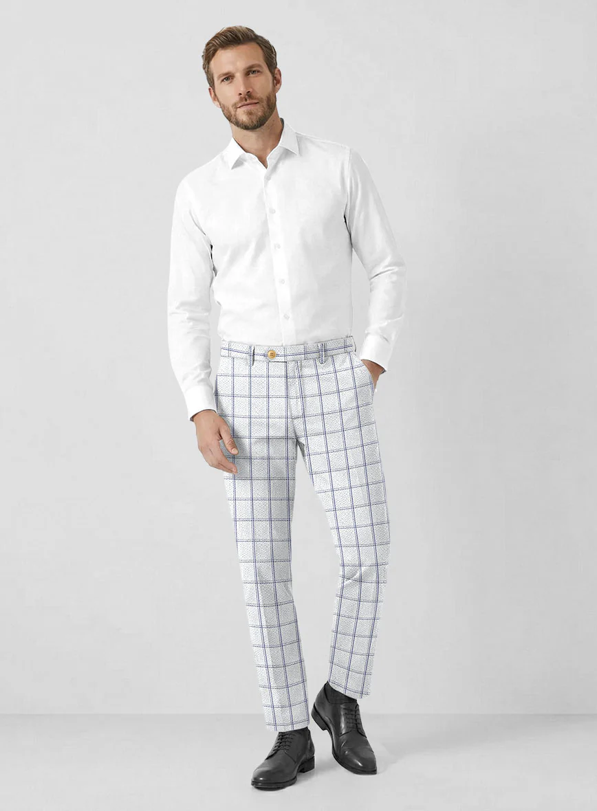 Solbiati White Checks Seersucker Pants - Image 3