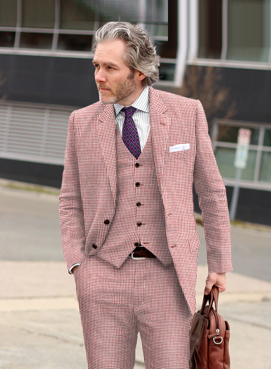 Solbiati Wine Houndstooth Linen Jacket - Image 2