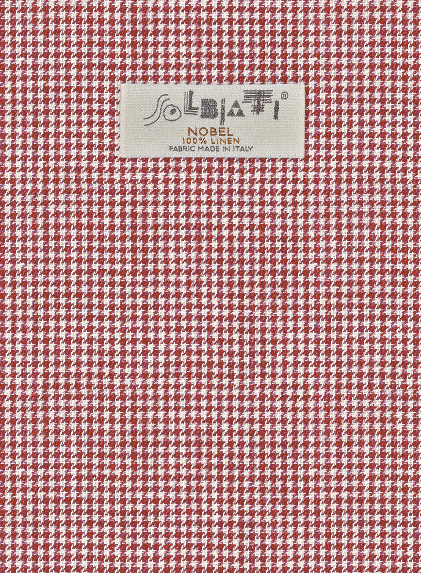 Solbiati Wine Houndstooth Linen Pants - Image 2