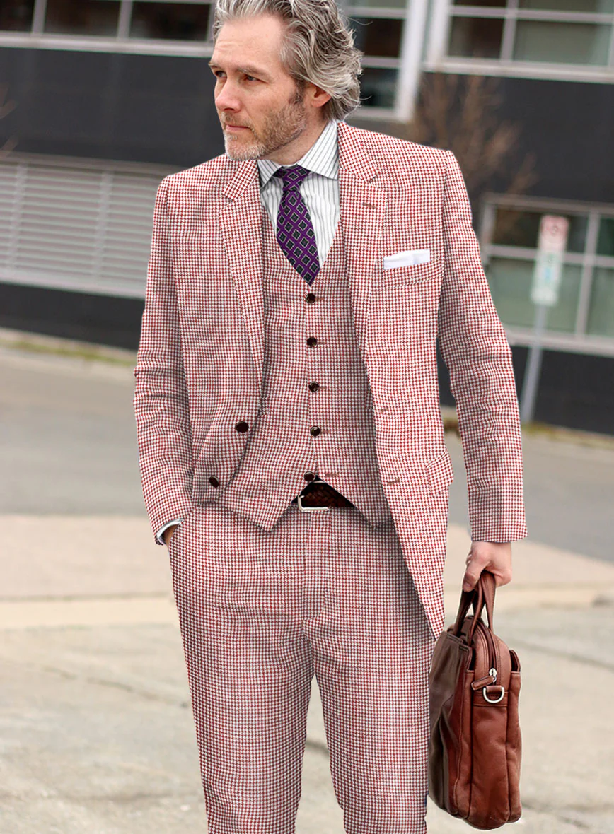 Solbiati Wine Houndstooth Linen Suit - Image 2