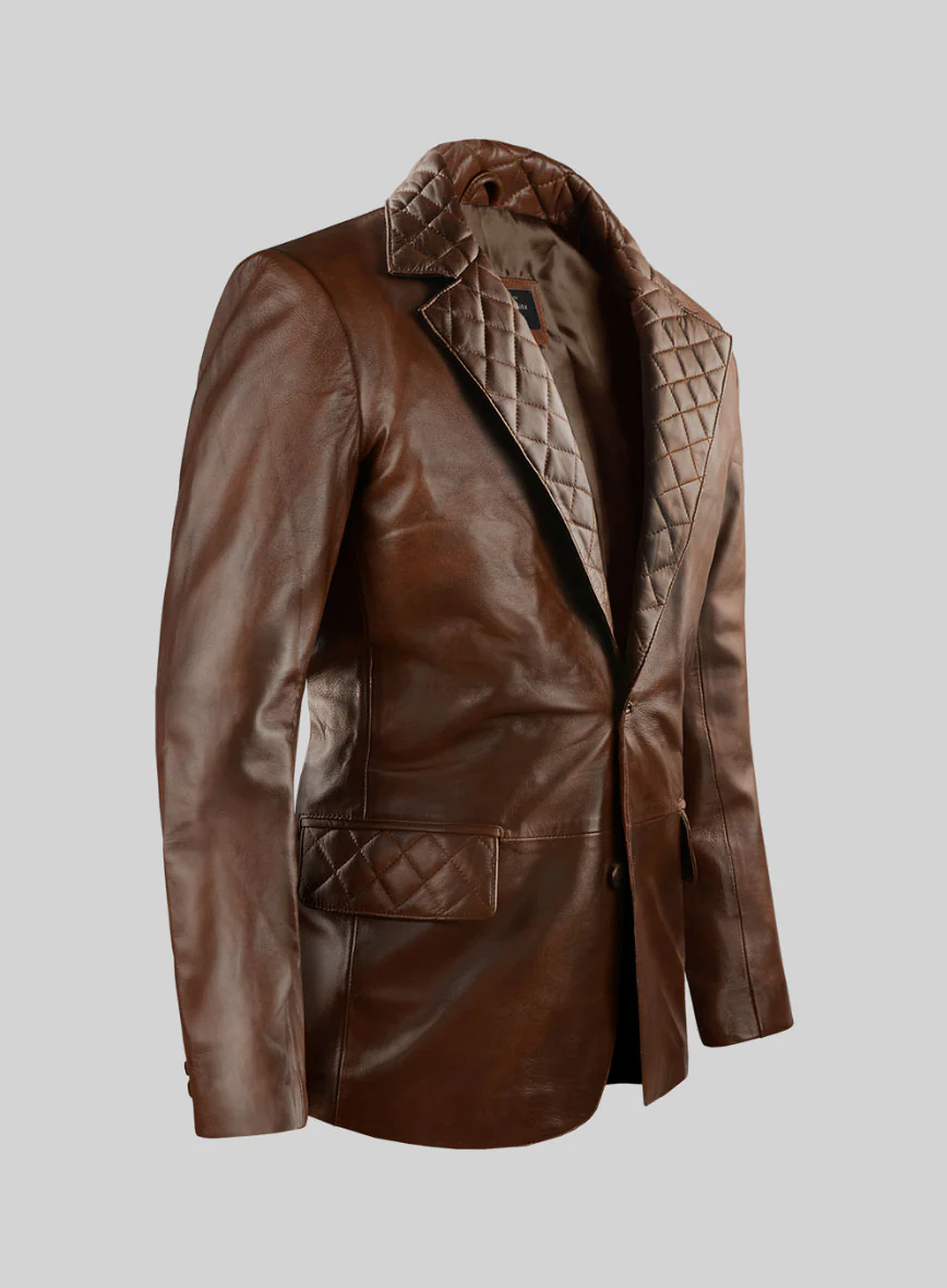 Spanish Brown Harper Leather Blazer - Image 2