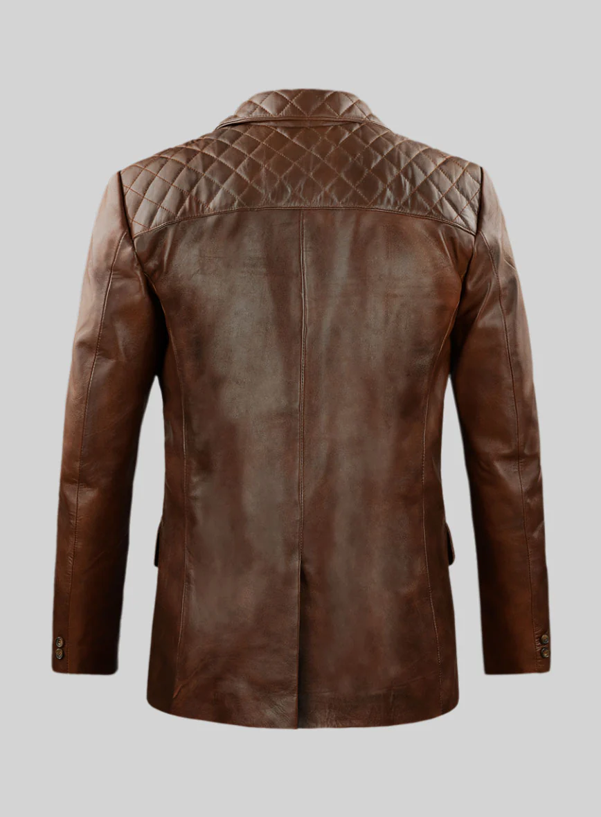 Spanish Brown Harper Leather Blazer - Image 3