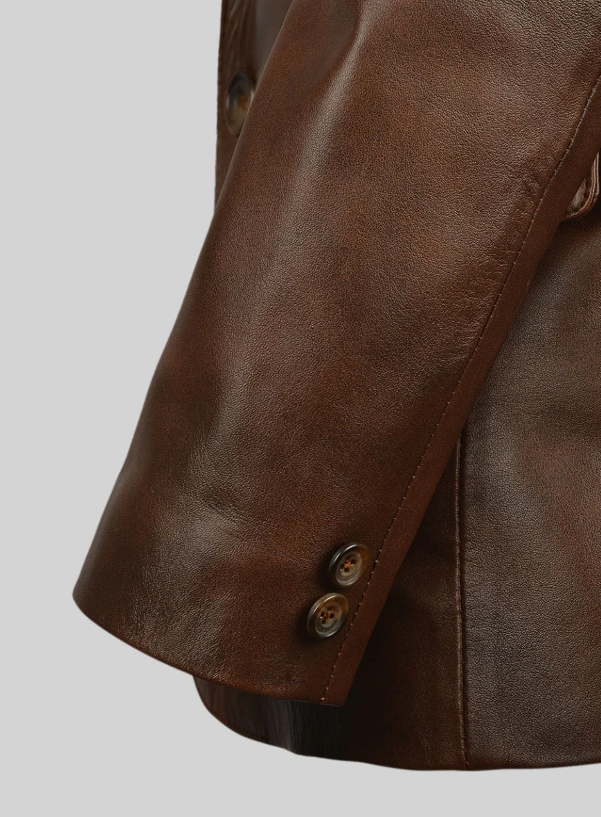 Spanish Brown Harper Leather Blazer - Image 6