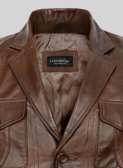 Spanish Brown Leather Blazer - #716 - Image 4
