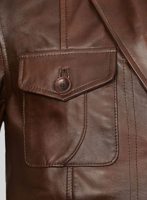 Spanish Brown Leather Blazer - #716 - Image 7
