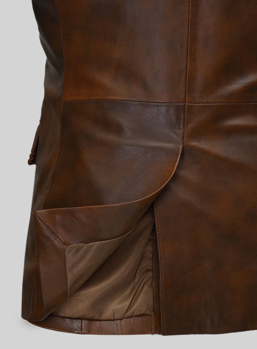 Spanish Brown Medieval Leather Blazer - Image 5