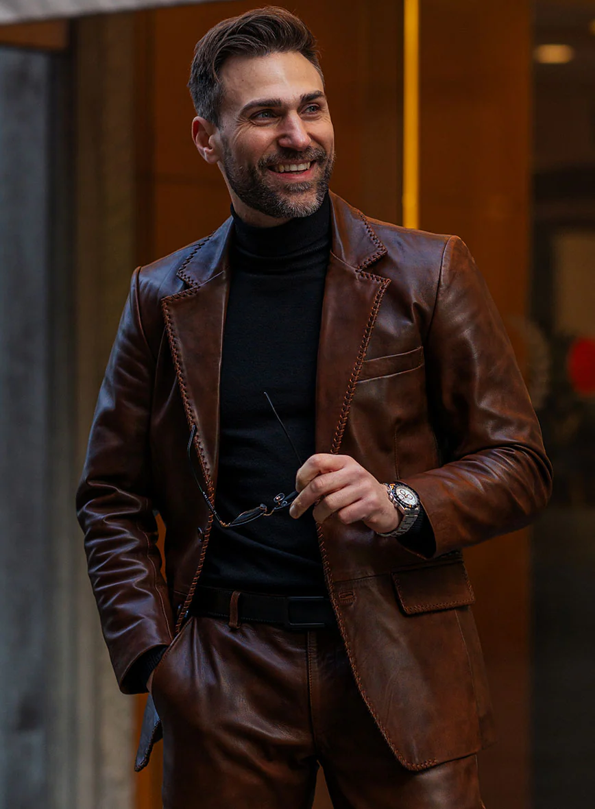 Spanish Brown Medieval Leather Suit - Image 3