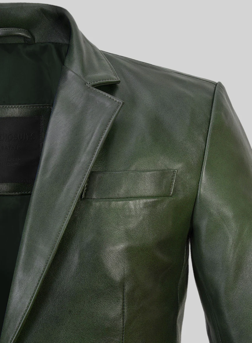 Spanish Green Leather Blazer - Image 4