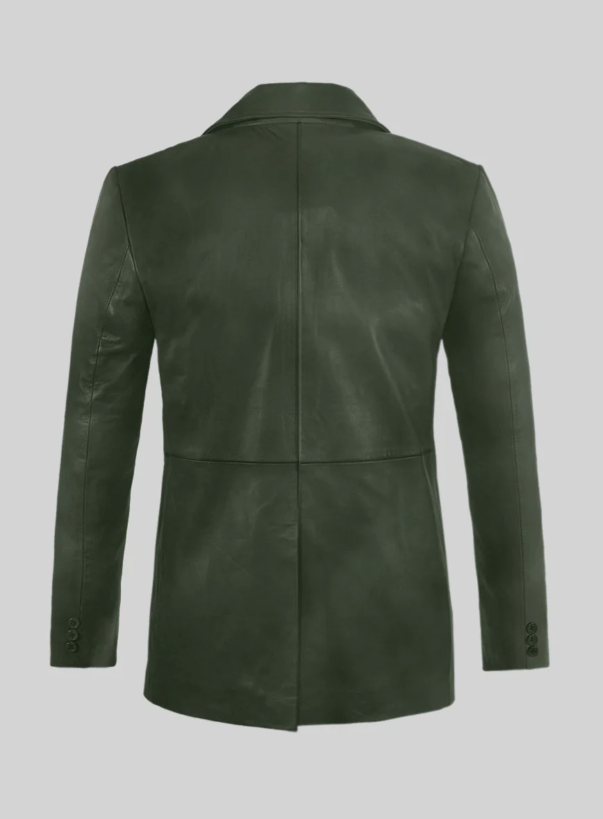 Spanish Green Leather Pea Coat - Image 3