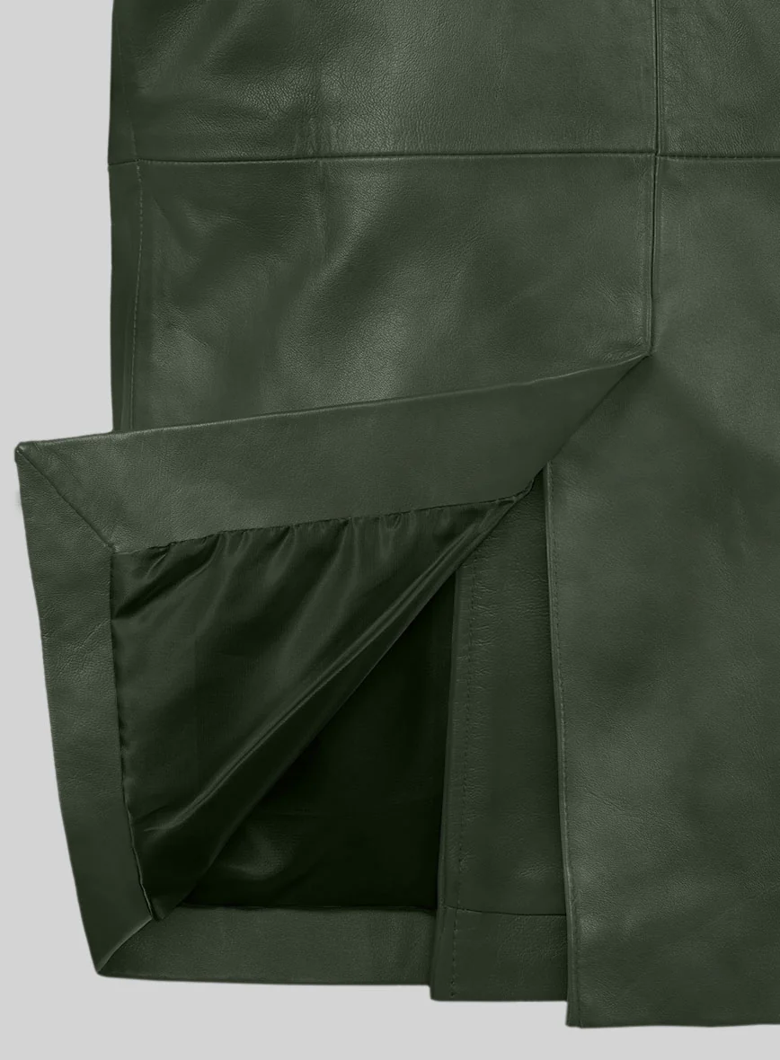 Spanish Green Leather Pea Coat - Image 5
