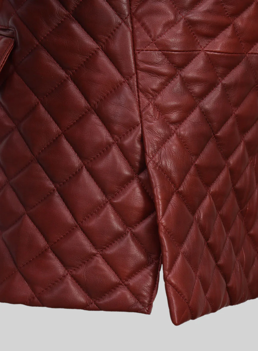 Spanish Red Bocelli Quilted Tuxedo Leather Blazer - Image 3