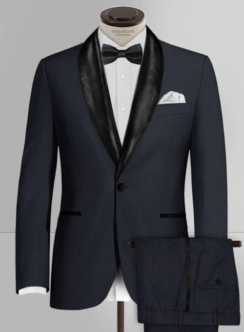 Special Agent Blue Wool Tuxedo Suit - Image 2