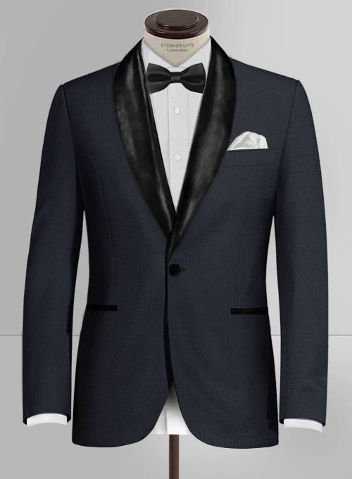 Special Agent Blue Wool Tuxedo Suit - Image 4