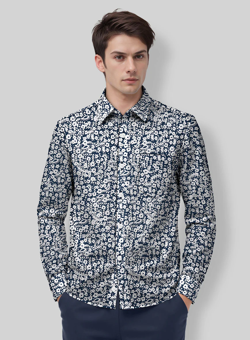 Starlit Petals Cotton Lycra Shirt - Image 2