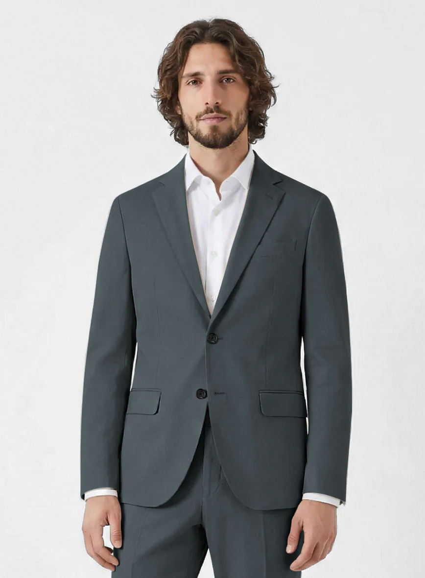 Steel Blue Stretch Chino Suit - Image 4