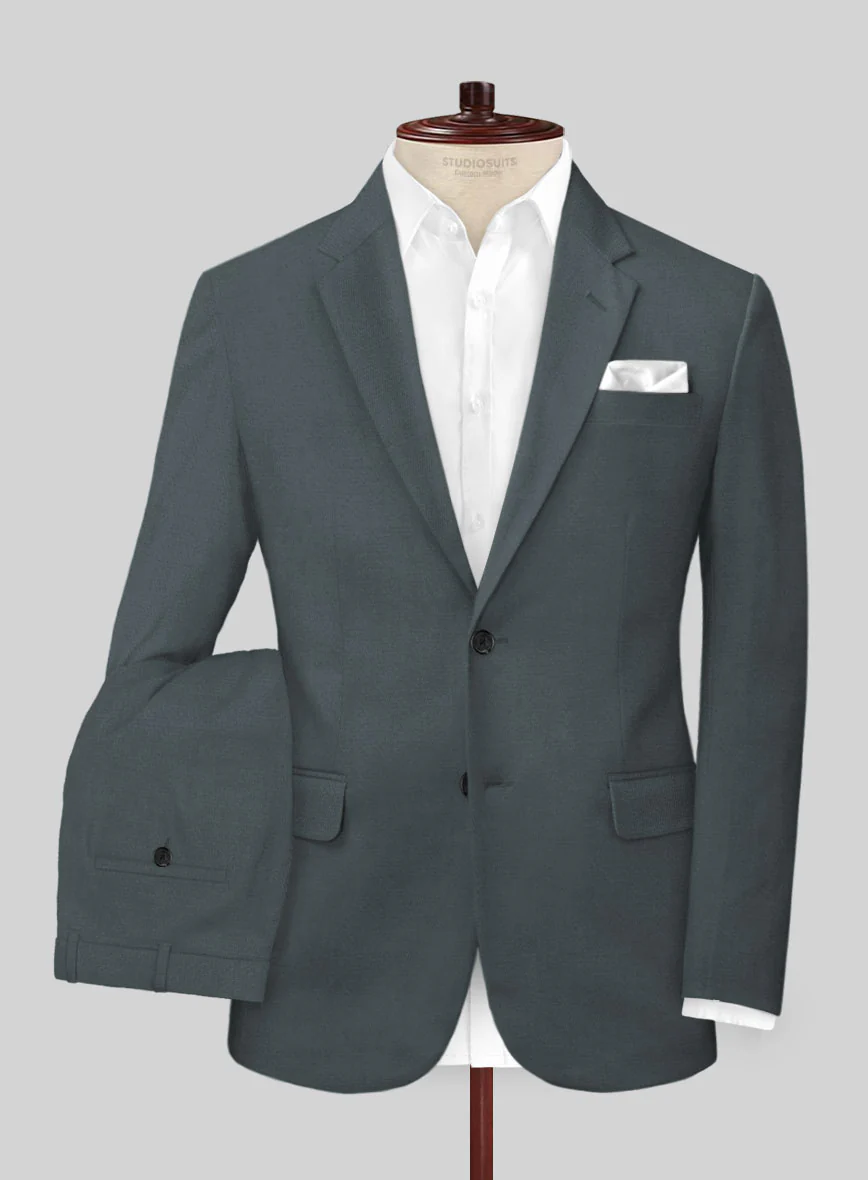 Steel Blue Stretch Chino Suit - Image 2