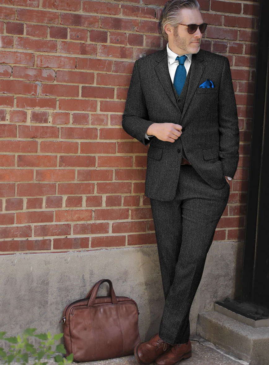 Stone Charcoal Tweed Suit - Image 2