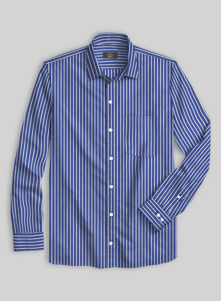 Stratton Blue Cotton Shirt - Image 3